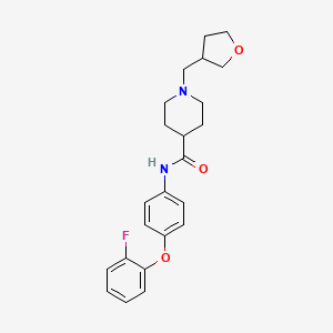 molecular formula C23H27FN2O3 B6013652 N-[4-(2-fluorophenoxy)phenyl]-1-(tetrahydro-3-furanylmethyl)-4-piperidinecarboxamide 