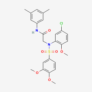 molecular formula C25H27ClN2O6S B6013673 N~2~-(5-chloro-2-methoxyphenyl)-N~2~-[(3,4-dimethoxyphenyl)sulfonyl]-N-(3,5-dimethylphenyl)glycinamide 