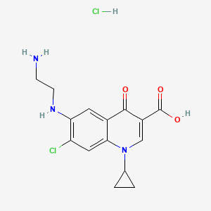 molecular formula C15H16ClN3O3. HCl B601369 6-(2-Aminoethylamino)-7-chloro-1-cyclopropyl-4-oxoquinoline-3-carboxylic acid;hydrochloride CAS No. 528851-30-1