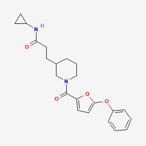molecular formula C22H26N2O4 B6013774 N-cyclopropyl-3-[1-(5-phenoxy-2-furoyl)-3-piperidinyl]propanamide 