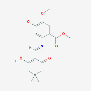 molecular formula C19H23NO6 B6013796 Methyl 2-[(2-hydroxy-4,4-dimethyl-6-oxocyclohexen-1-yl)methylideneamino]-4,5-dimethoxybenzoate 