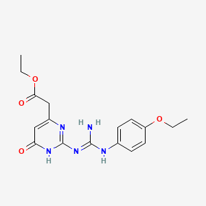 molecular formula C17H21N5O4 B6013834 ETHYL 2-[2-({AMINO[(4-ETHOXYPHENYL)IMINO]METHYL}AMINO)-6-OXO-3,6-DIHYDRO-4-PYRIMIDINYL]ACETATE 
