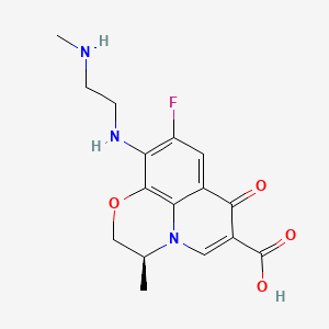 molecular formula C16H18FN3O4 B601385 (S)-9-Fluoro-2,3-dihydro-3-methyl-10-(2-(methylamino)ethylamino)-7-oxo-7H-pyrido(1,2,3-de)(1,4)benzoxazine-6-carboxylic acid CAS No. 151250-76-9