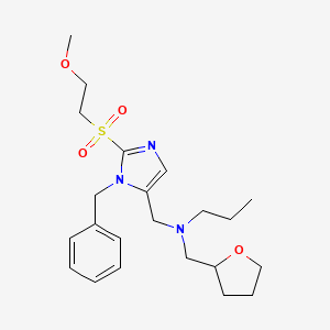 molecular formula C22H33N3O4S B6013872 N-[[3-benzyl-2-(2-methoxyethylsulfonyl)imidazol-4-yl]methyl]-N-(oxolan-2-ylmethyl)propan-1-amine 