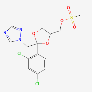 molecular formula C14H15Cl2N3O5S B601388 [2-(2,4-dichlorophenyl)-2-(1H-1,2,4-triazol-1-ylmethyl)-1,3-dioxolan-4-yl]methyl methanesulfonate CAS No. 115897-54-6