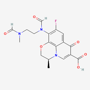molecular formula C18H18FN3O6 B601392 N,N'-Desethylene-N,N'-diformyl Levofloxacin CAS No. 151377-74-1