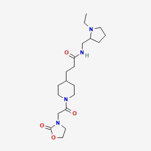 molecular formula C20H34N4O4 B6013933 N-[(1-ethyl-2-pyrrolidinyl)methyl]-3-{1-[(2-oxo-1,3-oxazolidin-3-yl)acetyl]-4-piperidinyl}propanamide 