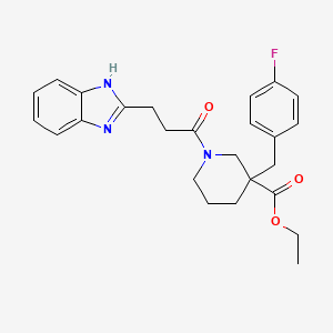 molecular formula C25H28FN3O3 B6013952 ethyl 1-[3-(1H-benzimidazol-2-yl)propanoyl]-3-(4-fluorobenzyl)-3-piperidinecarboxylate 