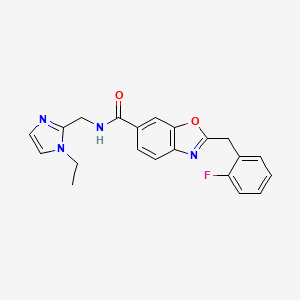 molecular formula C21H19FN4O2 B6013959 N-[(1-ethyl-1H-imidazol-2-yl)methyl]-2-(2-fluorobenzyl)-1,3-benzoxazole-6-carboxamide 