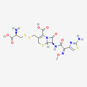 B601398 (6R,7R)-3-({[(2R)-2-Amino-2-carboxyethyl]disulfanyl}methyl)-7-{[(2Z)-2-(2-amino-1,3-thiazol-4-yl)-2-(methoxyimino)acetyl]amino}-8-oxo-5-thia-1-azabicyclo[4.2.0]oct-2-ene-2-carboxylic acid CAS No. 158039-15-7