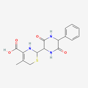 2-(3,6-Dioxo-5-phenylpiperazin-2-yl)-5-methyl-3,6-dihydro-2H-1,3-thiazine-4-carboxylic acid