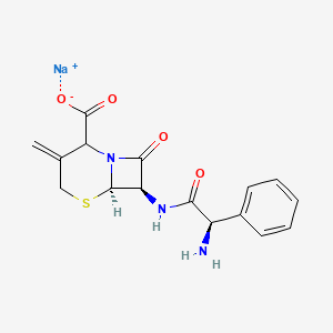 molecular formula C16H16N3O4S Na B601407 sodium;(6R,7R)-7-[[(2R)-2-amino-2-phenylacetyl]amino]-3-methylidene-8-oxo-5-thia-1-azabicyclo[4.2.0]octane-2-carboxylate CAS No. 37050-97-8