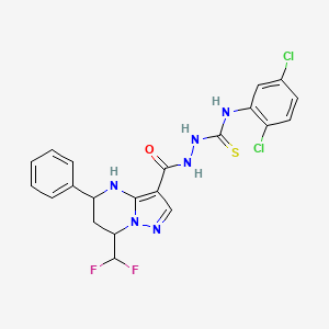 molecular formula C21H18Cl2F2N6OS B6014077 N-(2,5-dichlorophenyl)-2-{[7-(difluoromethyl)-5-phenyl-4,5,6,7-tetrahydropyrazolo[1,5-a]pyrimidin-3-yl]carbonyl}hydrazinecarbothioamide 