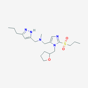 molecular formula C20H33N5O3S B6014082 N-methyl-1-(5-propyl-1H-pyrazol-3-yl)-N-{[2-(propylsulfonyl)-1-(tetrahydro-2-furanylmethyl)-1H-imidazol-5-yl]methyl}methanamine 