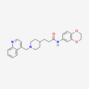 molecular formula C26H29N3O3 B6014195 N-(2,3-dihydro-1,4-benzodioxin-6-yl)-3-[1-(4-quinolinylmethyl)-4-piperidinyl]propanamide 