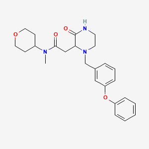 molecular formula C25H31N3O4 B6014214 N-methyl-2-[3-oxo-1-(3-phenoxybenzyl)-2-piperazinyl]-N-(tetrahydro-2H-pyran-4-yl)acetamide 