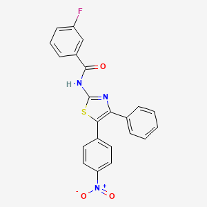 molecular formula C22H14FN3O3S B6014281 3-fluoro-N-[5-(4-nitrophenyl)-4-phenyl-1,3-thiazol-2-yl]benzamide 