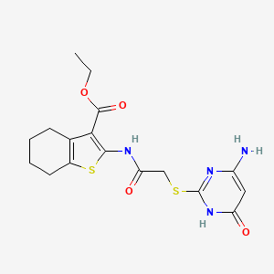 molecular formula C17H20N4O4S2 B6014316 ethyl 2-{2-[(4-amino-6-oxo-3H-pyrimidin-2-yl)sulfanyl]acetamido}-4,5,6,7-tetrahydro-1-benzothiophene-3-carboxylate 