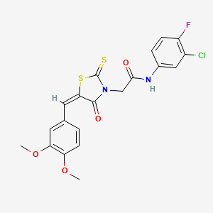 molecular formula C20H16ClFN2O4S2 B6014413 N-(3-chloro-4-fluorophenyl)-2-[5-(3,4-dimethoxybenzylidene)-4-oxo-2-thioxo-1,3-thiazolidin-3-yl]acetamide 