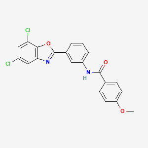 molecular formula C21H14Cl2N2O3 B6014452 N-[3-(5,7-dichloro-1,3-benzoxazol-2-yl)phenyl]-4-methoxybenzamide 