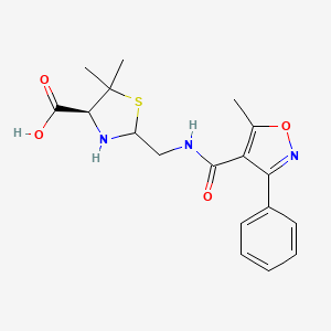 molecular formula C18H21N3O4S B601449 (4S)-5,5-dimethyl-2-[[(5-methyl-3-phenyl-1,2-oxazole-4-carbonyl)amino]methyl]-1,3-thiazolidine-4-carboxylic acid CAS No. 1642559-63-4
