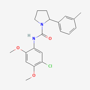 molecular formula C20H23ClN2O3 B6014493 N-(5-chloro-2,4-dimethoxyphenyl)-2-(3-methylphenyl)-1-pyrrolidinecarboxamide 