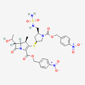 molecular formula C30H34N6O12S2 B601458 4-Nitrobenzyl (4r,5s,6s)-6-[(1r)-1-hydroxyethyl]-4-methyl-3-[[(3s,5s)-1-(4-nitrobenzyloxycarbonyl)-5-(sulfamoylaminomethyl)pyrrolidin-3-yl]thio]-7-oxo-1-azabicyclo[3.2.0]hept-2-ene-2-carboxylate CAS No. 491878-07-0