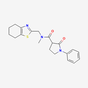 molecular formula C20H23N3O2S B6014633 N-methyl-2-oxo-1-phenyl-N-(4,5,6,7-tetrahydro-1,3-benzothiazol-2-ylmethyl)-3-pyrrolidinecarboxamide 