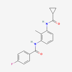 molecular formula C18H17FN2O2 B6014665 N-{3-[(cyclopropylcarbonyl)amino]-2-methylphenyl}-4-fluorobenzamide 