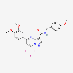 molecular formula C24H21F3N4O4 B6014683 5-(3,4-dimethoxyphenyl)-N-[(4-methoxyphenyl)methyl]-7-(trifluoromethyl)pyrazolo[1,5-a]pyrimidine-3-carboxamide 