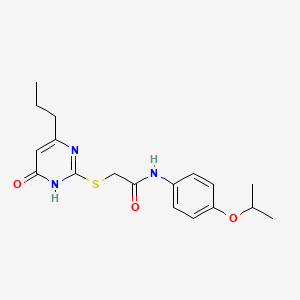molecular formula C18H23N3O3S B6014689 N-(4-isopropoxyphenyl)-2-[(6-oxo-4-propyl-1,6-dihydro-2-pyrimidinyl)thio]acetamide 