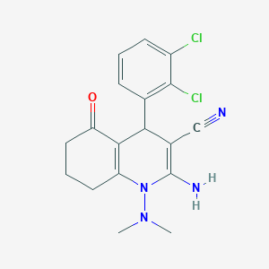 molecular formula C18H18Cl2N4O B6014697 2-amino-4-(2,3-dichlorophenyl)-1-(dimethylamino)-5-oxo-1,4,5,6,7,8-hexahydroquinoline-3-carbonitrile 