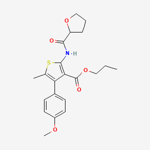 molecular formula C21H25NO5S B6014796 Propyl 4-(4-methoxyphenyl)-5-methyl-2-[(tetrahydrofuran-2-ylcarbonyl)amino]thiophene-3-carboxylate 