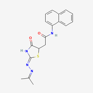 molecular formula C18H18N4O2S B6014833 N-naphthalen-1-yl-2-[(2Z)-4-oxo-2-(propan-2-ylidenehydrazinylidene)-1,3-thiazolidin-5-yl]acetamide 