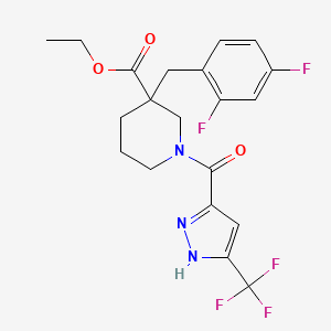 molecular formula C20H20F5N3O3 B6014934 ethyl 3-[(2,4-difluorophenyl)methyl]-1-[5-(trifluoromethyl)-1H-pyrazole-3-carbonyl]piperidine-3-carboxylate 