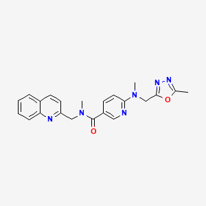 molecular formula C22H22N6O2 B6015311 N-methyl-6-{methyl[(5-methyl-1,3,4-oxadiazol-2-yl)methyl]amino}-N-(2-quinolinylmethyl)nicotinamide 