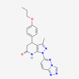 molecular formula C21H21N7O2 B6015313 3-Methyl-4-(4-propoxyphenyl)-1-{[1,2,4]triazolo[4,3-B]pyridazin-6-YL}-1H,4H,5H,6H,7H-pyrazolo[3,4-B]pyridin-6-one 