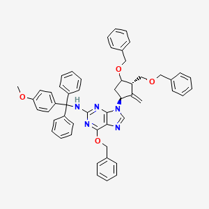N-[(4-methoxyphenyl)-diphenylmethyl]-9-[(1S,3S)-2-methylidene-4-phenylmethoxy-3-(phenylmethoxymethyl)cyclopentyl]-6-phenylmethoxypurin-2-amine