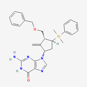 2-Amino-9-{(1S,3R,4S)-3-[(benzyloxy)methyl]-4-[dimethyl(phenyl)silyl]-2-methylidenecyclopentyl}-9H-purin-6(1H)-one