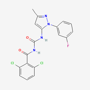 molecular formula C18H13Cl2FN4O2 B6015401 N-(2,6-DICHLOROBENZOYL)-N'-[1-(3-FLUOROPHENYL)-3-METHYL-1H-PYRAZOL-5-YL]UREA 