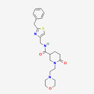 molecular formula C23H30N4O3S B6015414 N-[(2-benzyl-1,3-thiazol-4-yl)methyl]-1-[2-(4-morpholinyl)ethyl]-6-oxo-3-piperidinecarboxamide 