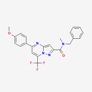 molecular formula C23H19F3N4O2 B6015422 N-benzyl-5-(4-methoxyphenyl)-N-methyl-7-(trifluoromethyl)pyrazolo[1,5-a]pyrimidine-2-carboxamide 