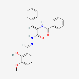molecular formula C24H21N3O4 B6015424 N-[(Z)-3-[(2E)-2-[(2-hydroxy-3-methoxyphenyl)methylidene]hydrazinyl]-3-oxo-1-phenylprop-1-en-2-yl]benzamide 