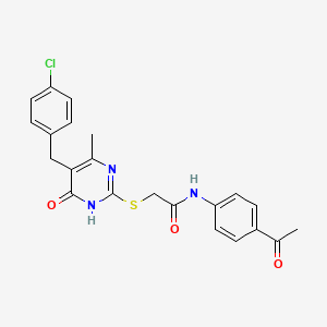 molecular formula C22H20ClN3O3S B6015457 N~1~-(4-ACETYLPHENYL)-2-{[5-(4-CHLOROBENZYL)-4-HYDROXY-6-METHYL-2-PYRIMIDINYL]SULFANYL}ACETAMIDE 