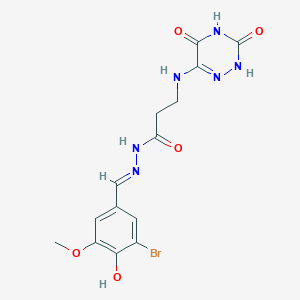 molecular formula C14H15BrN6O5 B6015469 N'-(3-bromo-4-hydroxy-5-methoxybenzylidene)-3-[(3,5-dioxo-2,3,4,5-tetrahydro-1,2,4-triazin-6-yl)amino]propanohydrazide 