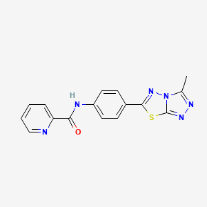 molecular formula C16H12N6OS B6015488 N-[4-(3-methyl[1,2,4]triazolo[3,4-b][1,3,4]thiadiazol-6-yl)phenyl]pyridine-2-carboxamide 
