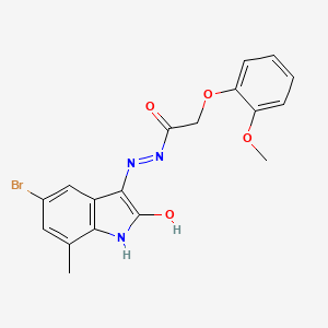 molecular formula C18H16BrN3O4 B6015496 N'-[(3Z)-5-BROMO-7-METHYL-2-OXO-2,3-DIHYDRO-1H-INDOL-3-YLIDENE]-2-(2-METHOXYPHENOXY)ACETOHYDRAZIDE 