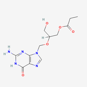 molecular formula C12H17N5O5 B601553 2-((2-氨基-6-氧代-1,6-二氢-9H-嘌呤-9-基)甲氧基)-3-羟丙基丙酸酯，(2RS)- CAS No. 194159-18-7