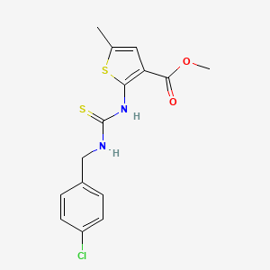 molecular formula C15H15ClN2O2S2 B6015561 methyl 2-({[(4-chlorobenzyl)amino]carbonothioyl}amino)-5-methyl-3-thiophenecarboxylate 