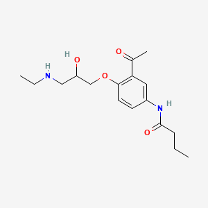 molecular formula C17H26N2O4 HCl B601566 N-(3-Acetyl-4-(3-(ethylamino)-2-hydroxypropoxy)phenyl)butanamide CAS No. 441019-91-6